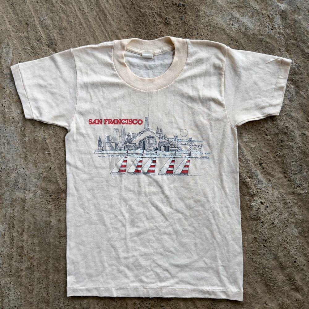 Vtg 80s San Francisco Shirt Novelty Tourism Paper Thin Youth Large USA Americana
